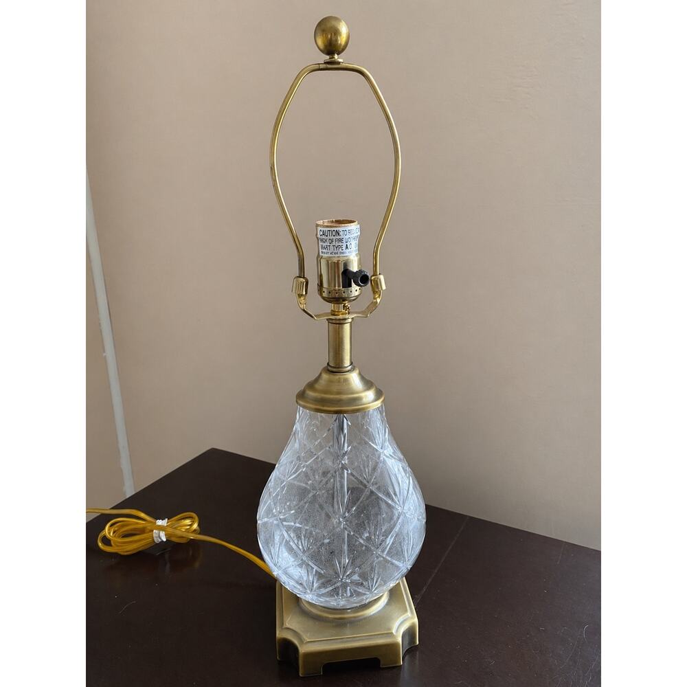 Vintage table lamp Dresden signed crystal cut and brass like